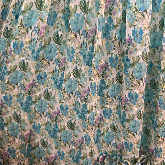 Taylor Short Sleeve V-Neck Ruffle Trim Floral Print Chiffon Fit and Flare Dress - Picture 3 of 4